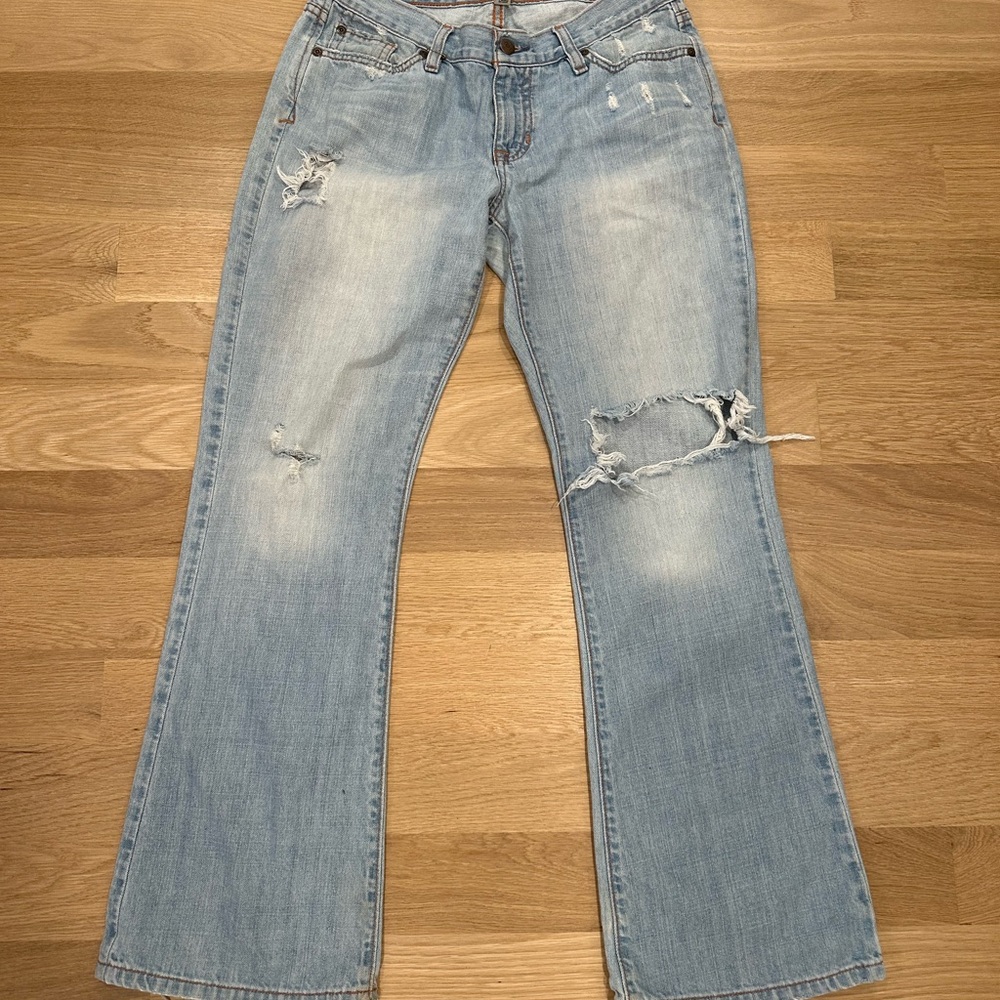 Vintage Abercrombie & Fitch Light Blue Straight Leg Destroy Jeans